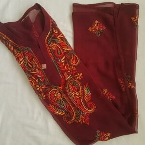 Chikankari multicolor kurta with free inner